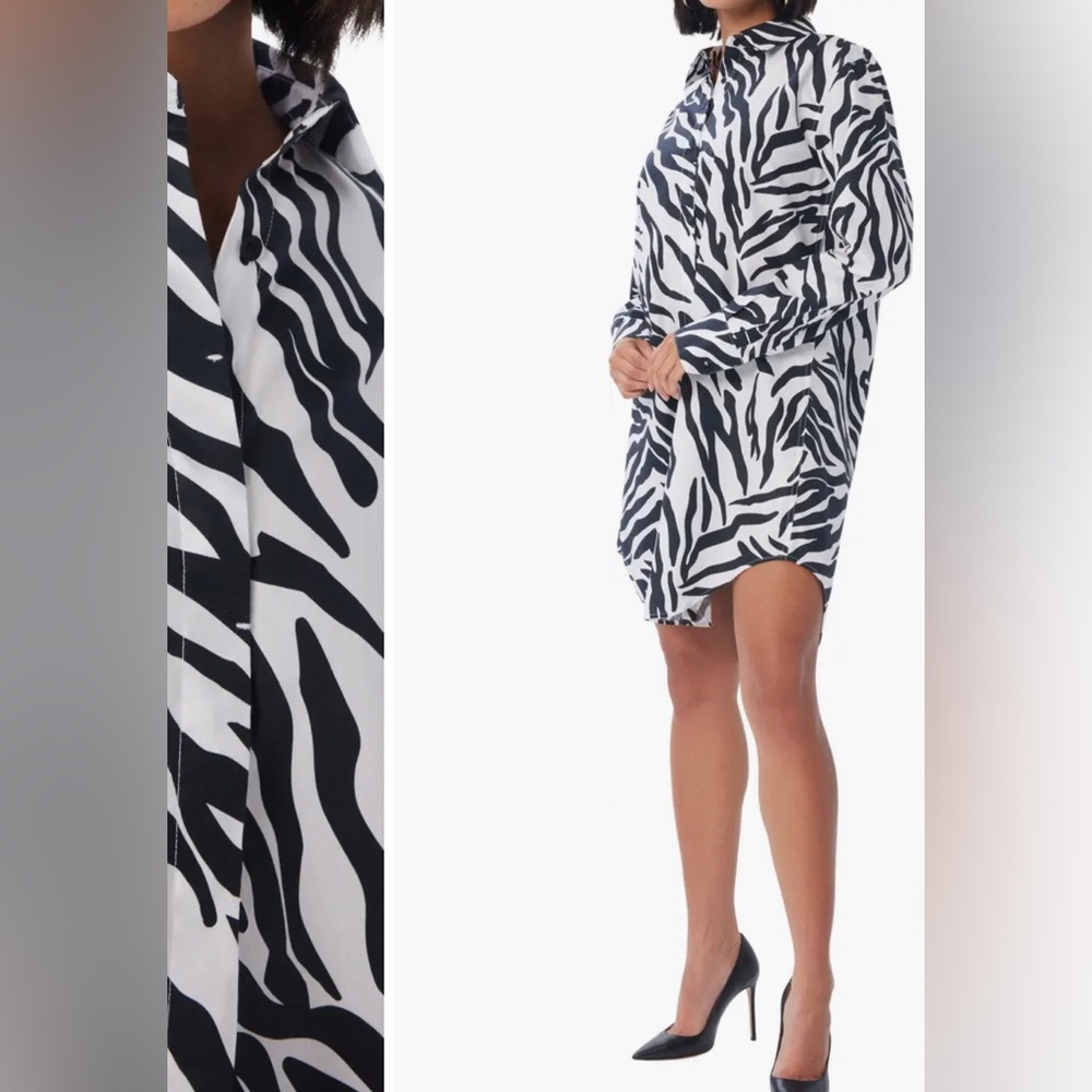 NWT Lita by Ciara Zebra Stripe Long Sleeve Oversize Cotton Shirtdress - Size XXL